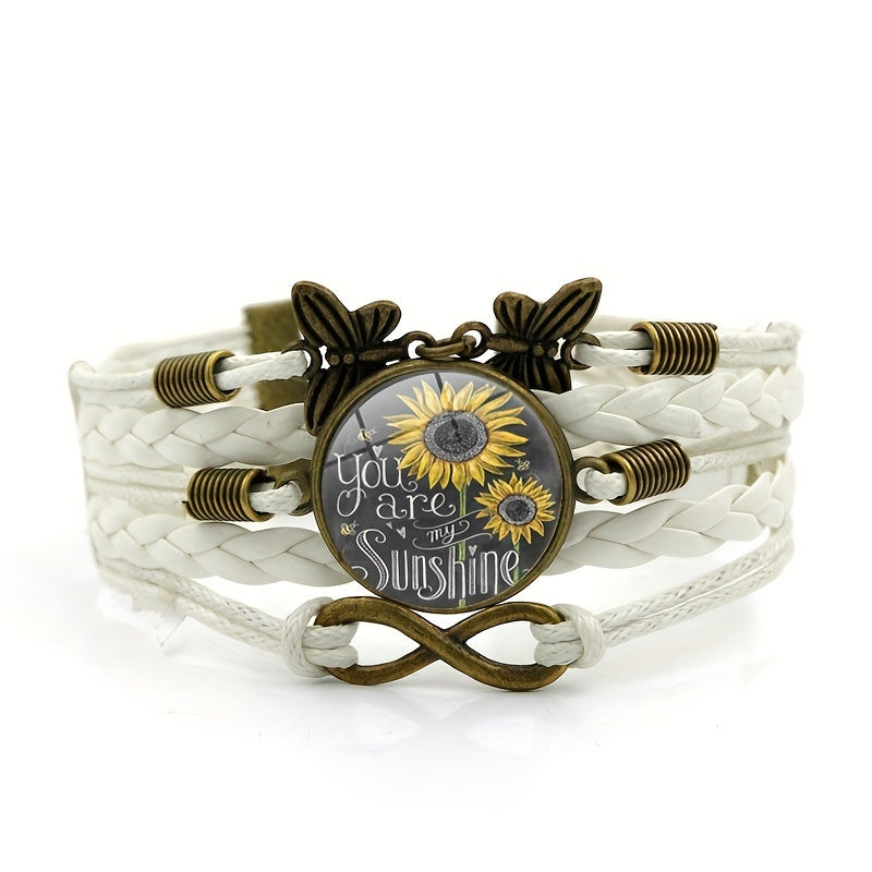 Retro Sunflower Multilayer Gemstone Bracelet