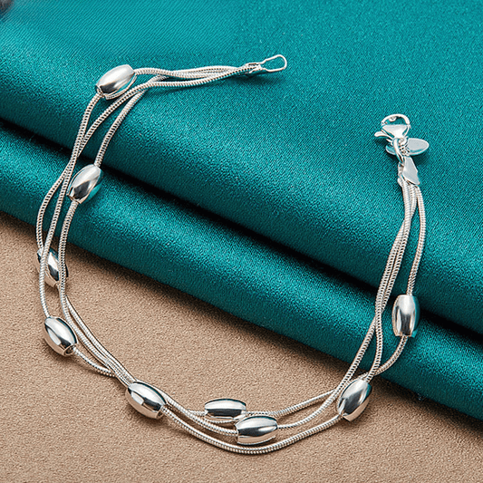 925 Sterling Silver Multi Layers Thin Chain Bracelet